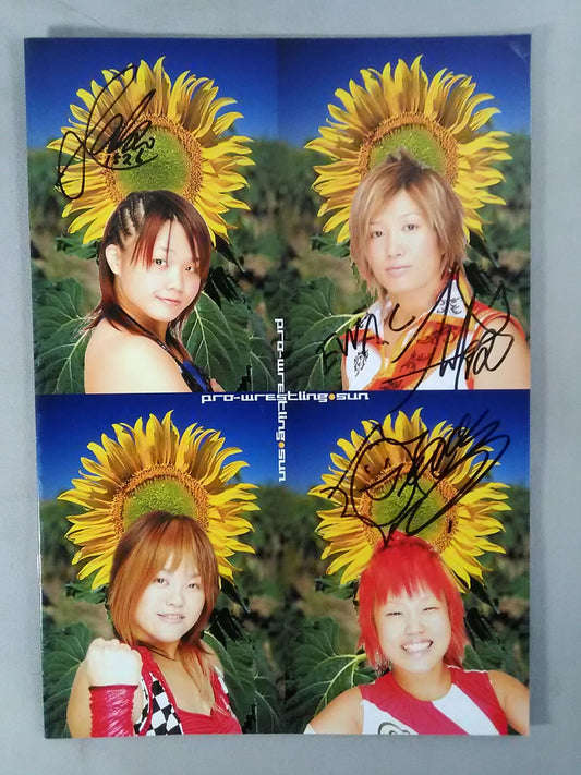 [3 fighters hand signed autograph PRO-Wrestling SUN Official Pamphlet