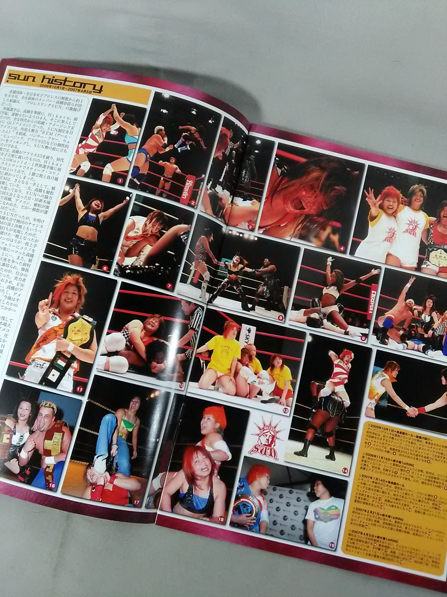 [3 fighters hand signed autograph PRO-Wrestling SUN Official Pamphlet