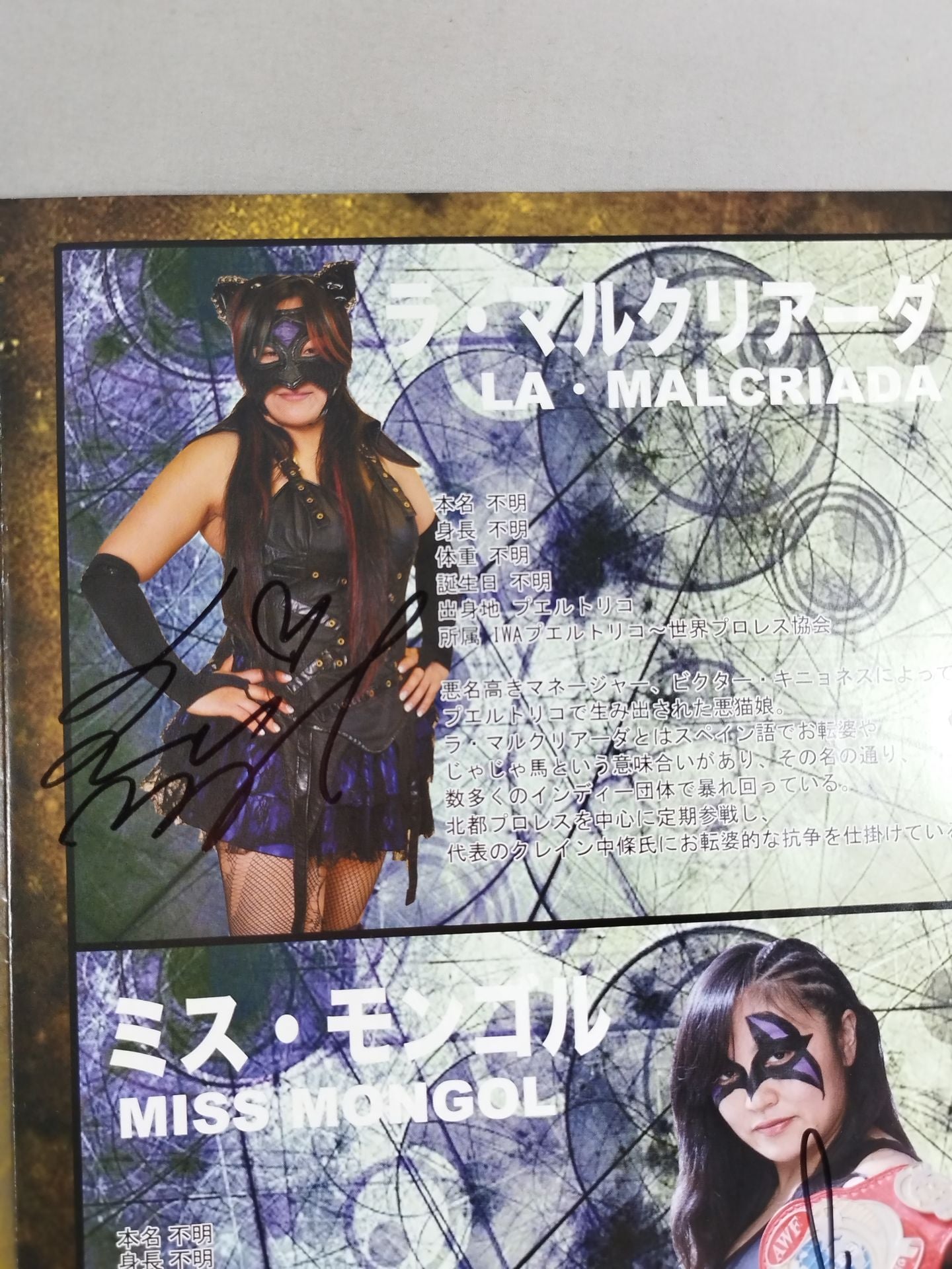 【Miss Mongolia hand signed autograph 】World Pro WrestlingOFFICIAL GUIDE BOOK (2014)