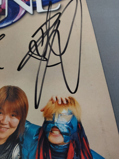 [2 fighters hand signed autograph LINE Hiroyo Muto / Salvation Ninja Ranmaru Debut 10th Anniversary Tournament