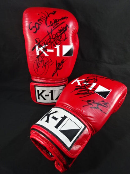 ★10 fighters hand signed autograph ★ K-1 Training Gloves