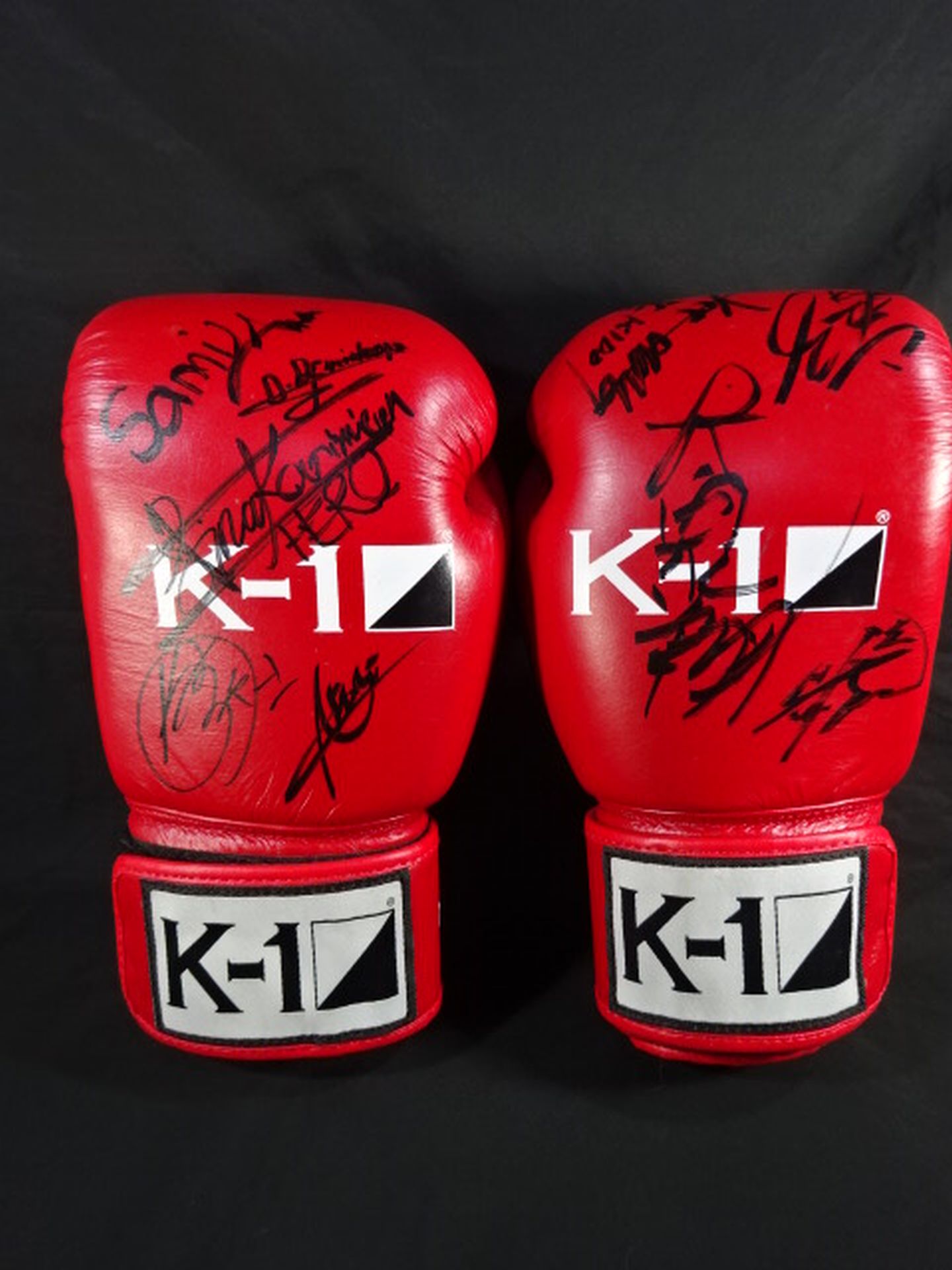 ★10 fighters hand signed autograph ★ K-1 Training Gloves