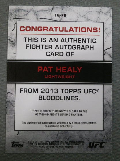 2013 UFC topps パット・ヒーリー 公式サインカード