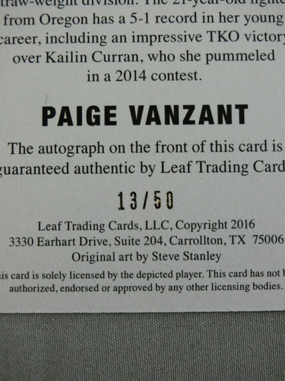★2016 LEAF ORIGINALS MMA Paige★ Van Zandt autographed card