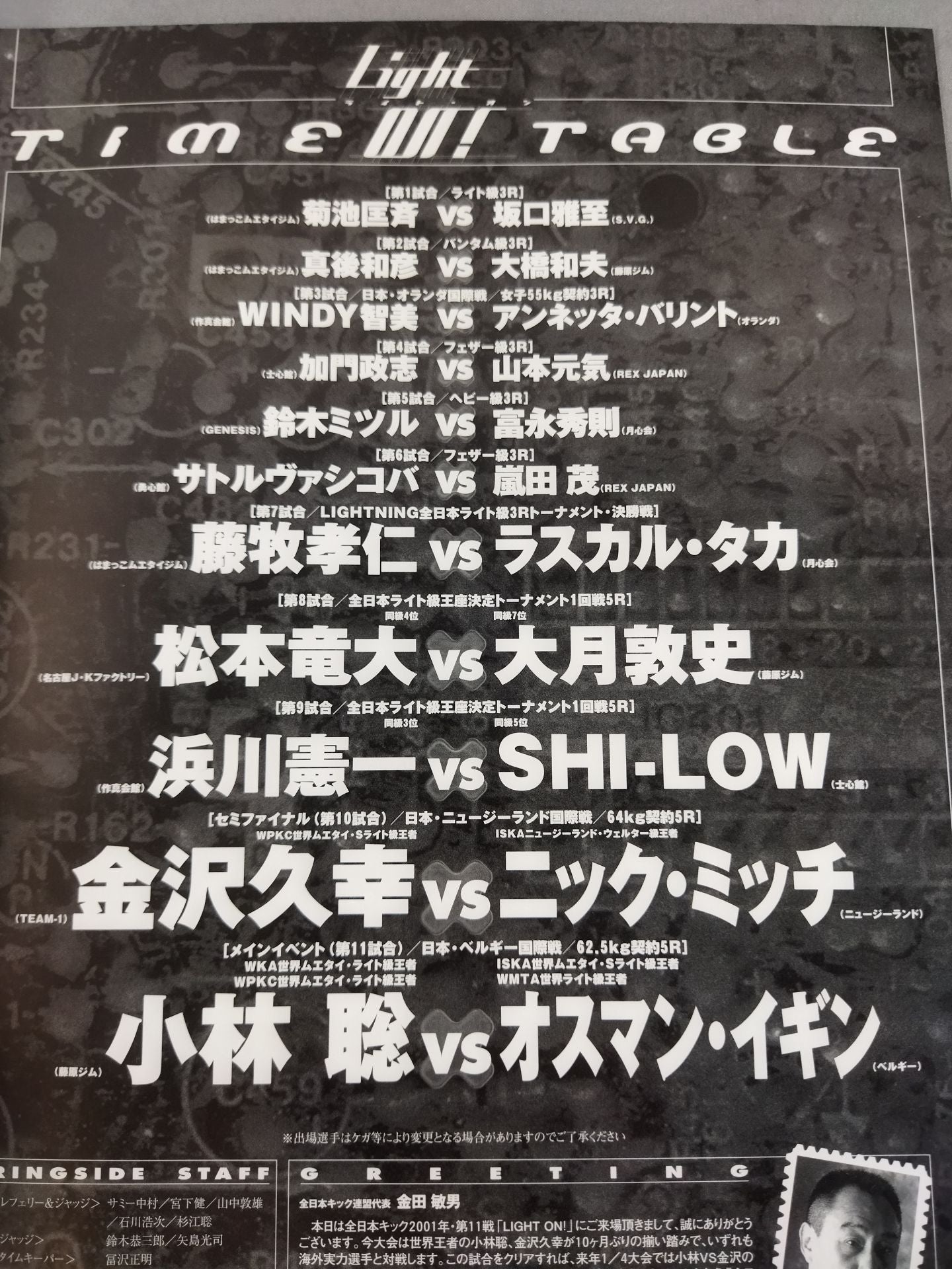 全日本キックボクシング Light On! ライト・オン
