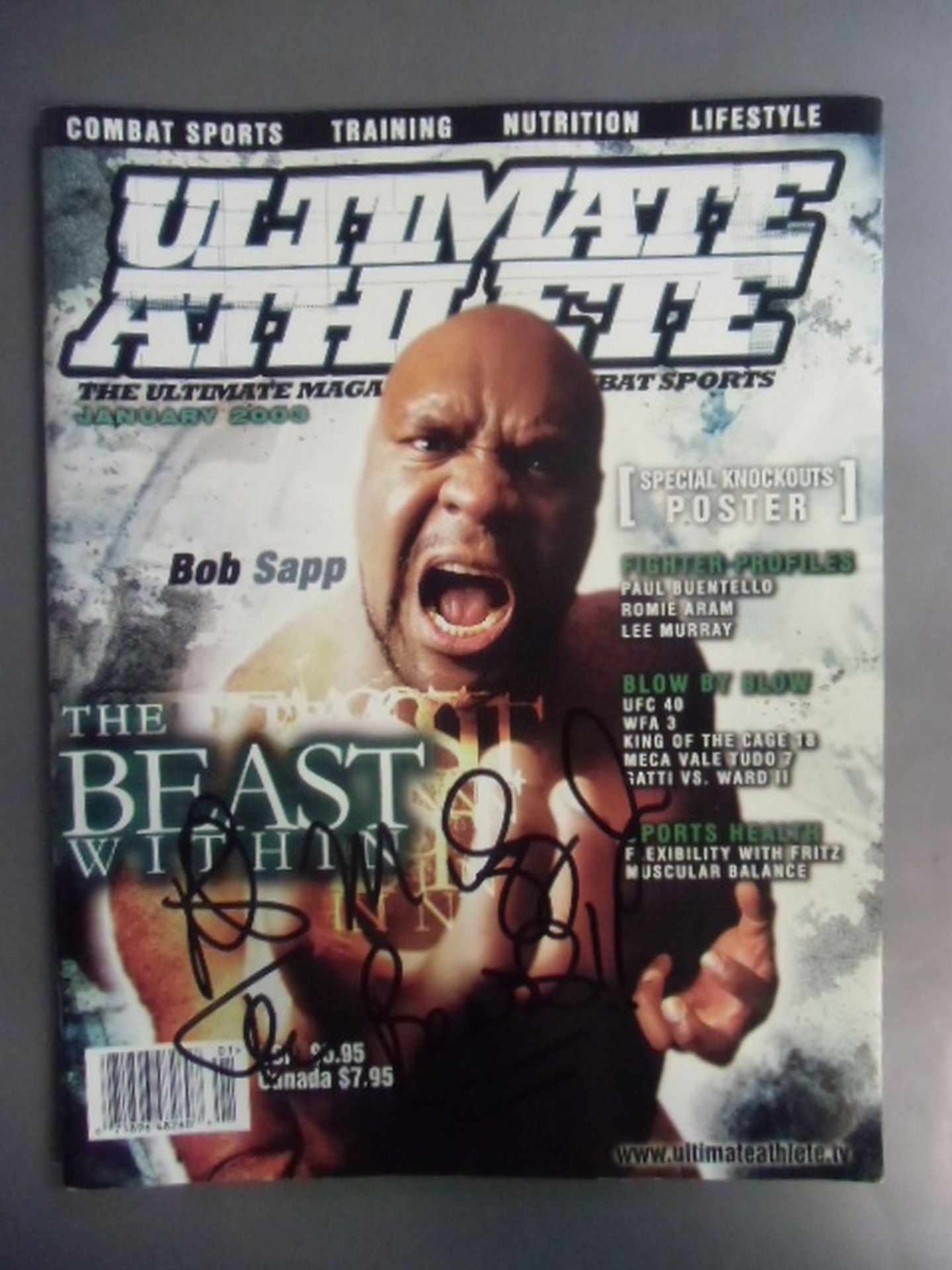ボブ・サップ　サイン入りポスター ボブ・サップ 直筆サイン入り】ULTIMATA ATHLETE MAGAZINE 2003