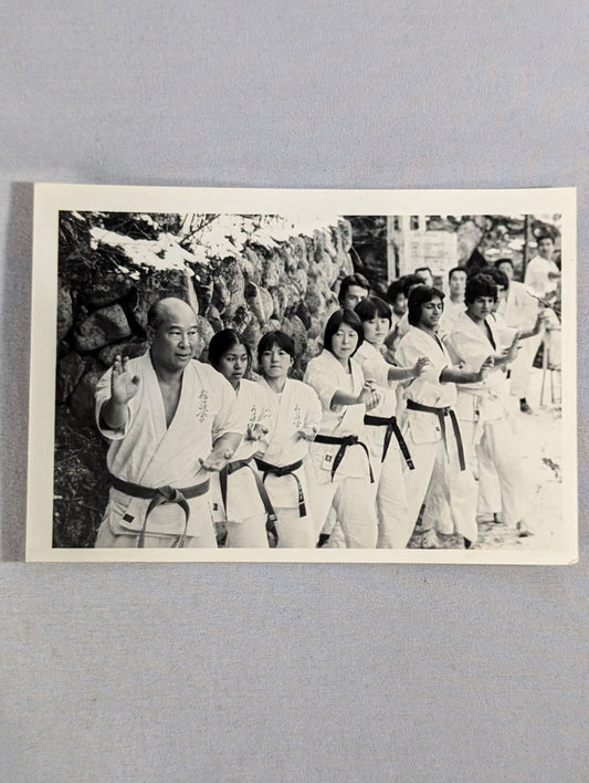 Mas Oyama (Masutatsu Oyama)  teaches students Black and Whitephoto 