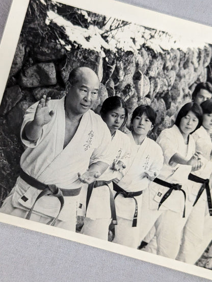 Mas Oyama (Masutatsu Oyama)  teaches students Black and Whitephoto 