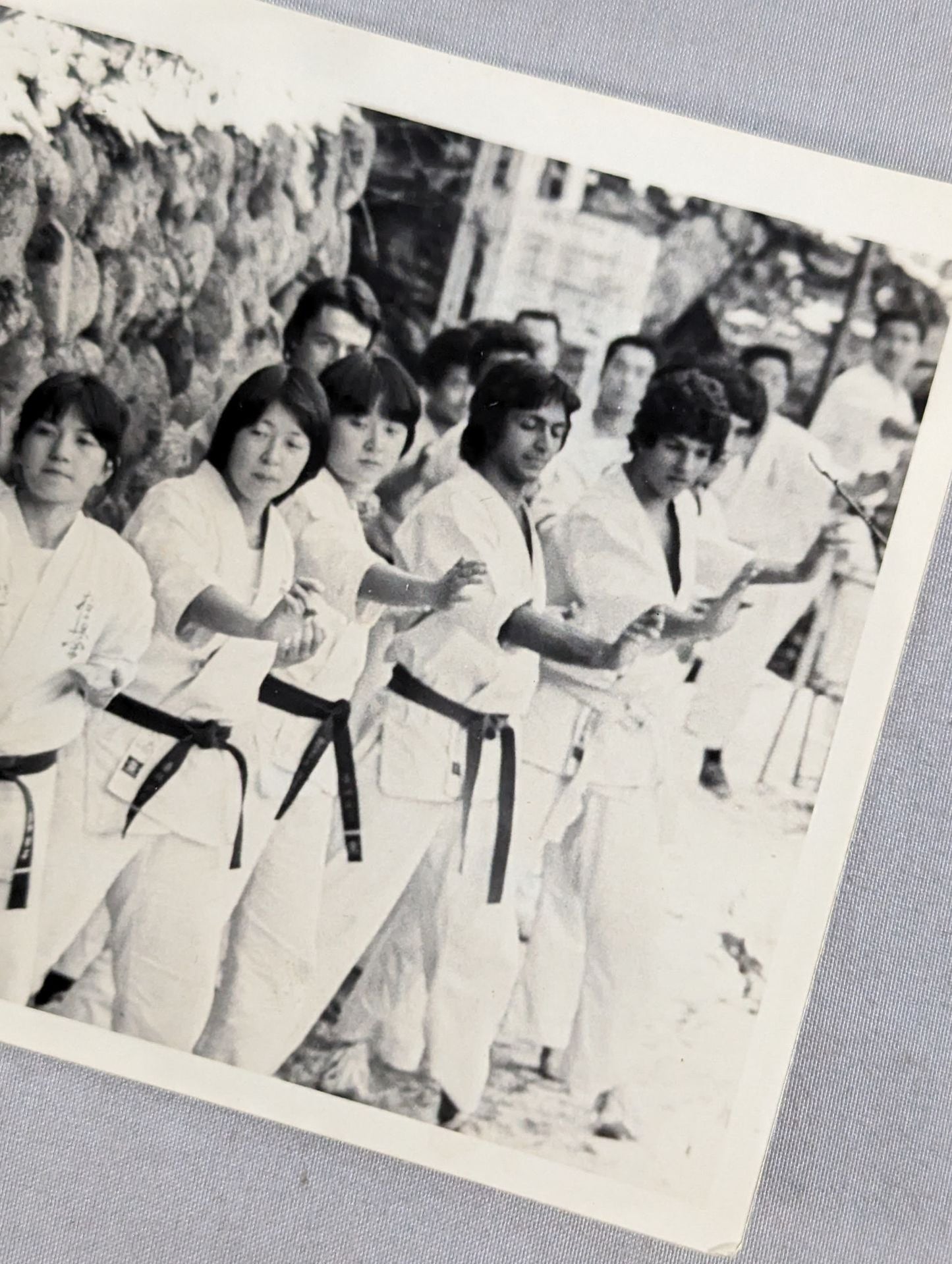 Mas Oyama (Masutatsu Oyama)  teaches students Black and Whitephoto 