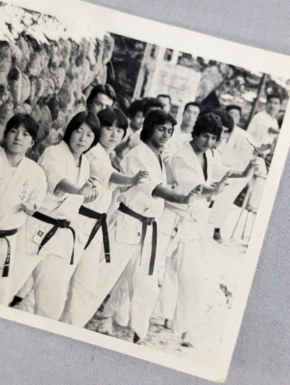 Mas Oyama (Masutatsu Oyama)  teaches students Black and Whitephoto 