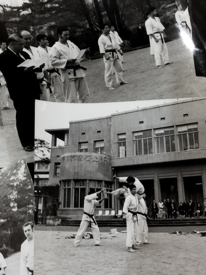 Mas Oyama (Masutatsu Oyama)  Demonstration on the occasion of the visit of the Crown Prince of Spain to JapanBlack and White photo  Set (1972)