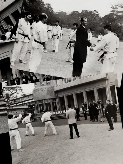 Mas Oyama (Masutatsu Oyama)  Demonstration on the occasion of the visit of the Crown Prince of Spain to JapanBlack and White photo  Set (1972)