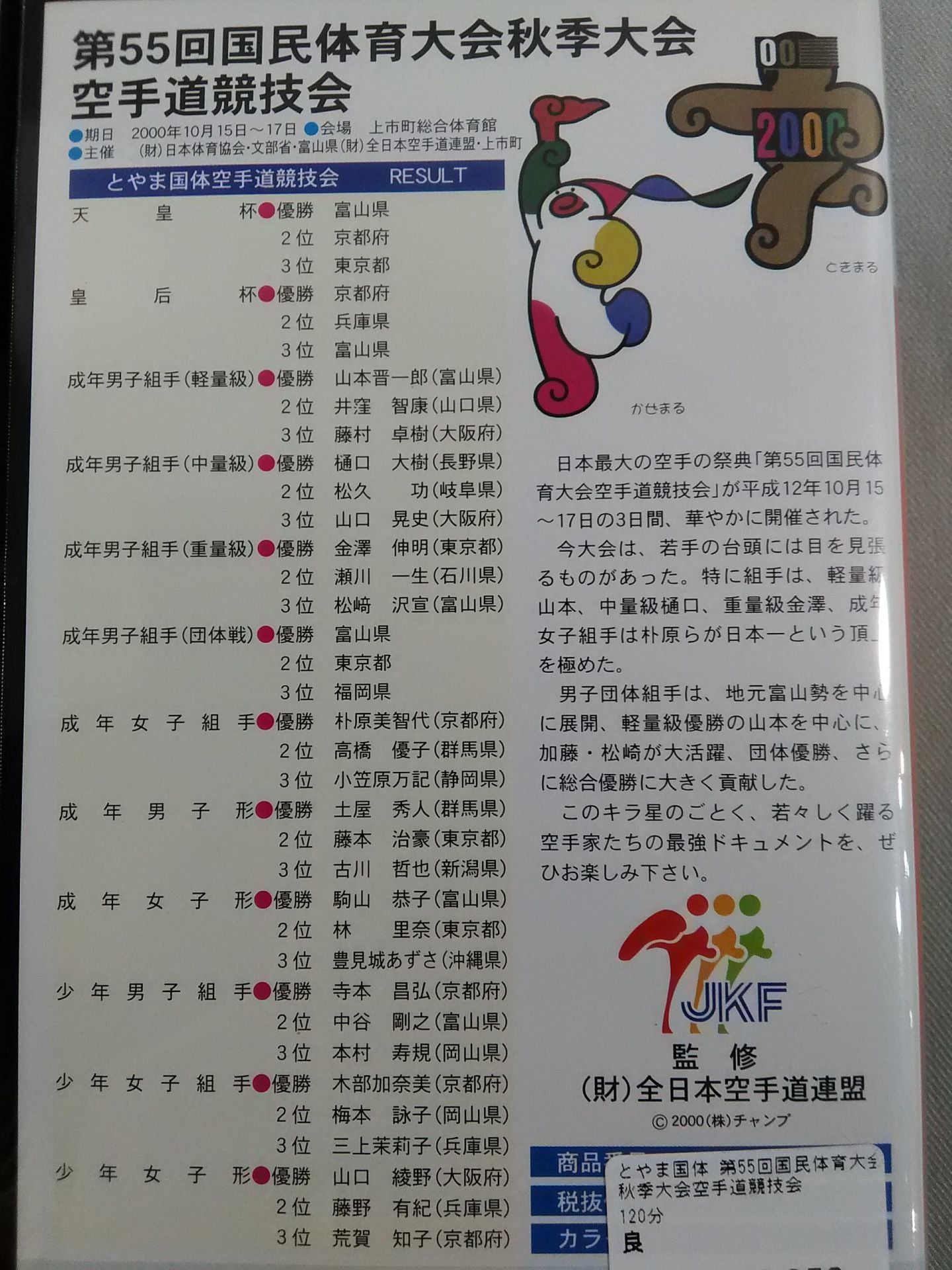 Toyama Kokutai The 55th National Sports Festival Autumn Games KARATE Road Competition