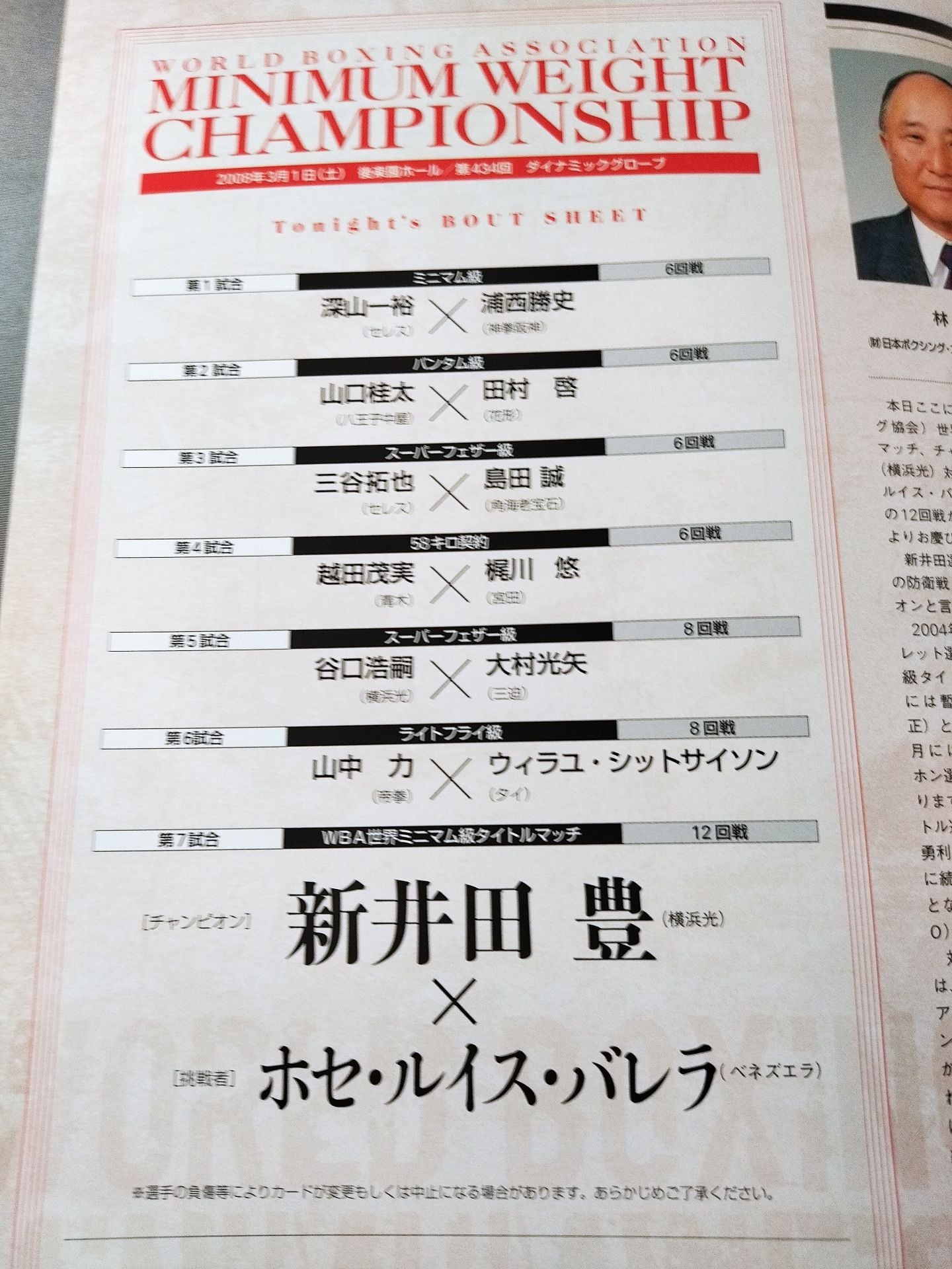 WBA世界ミニマム級タイトルマッチ】新井田豊vsバレラ – 闘道館