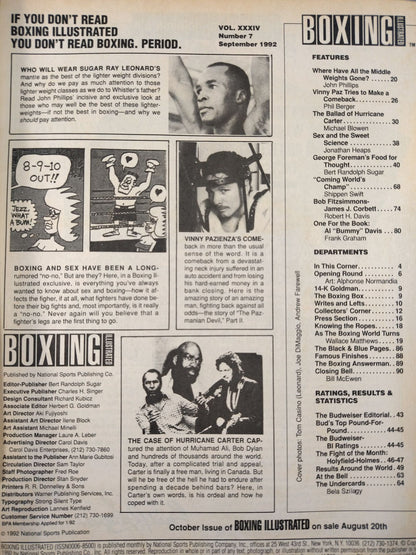BOXING ILLUSTRATED September 1992 Issue