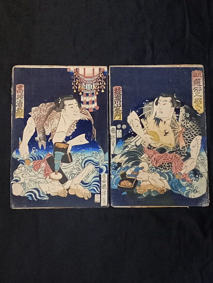 Utagawa Kuniteru Mitachi Folk Three Kingdoms Nishiki-e Woodblock Prints