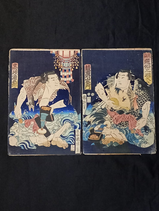Utagawa Kuniteru Mitachi Folk Three Kingdoms Nishiki-e Woodblock Prints