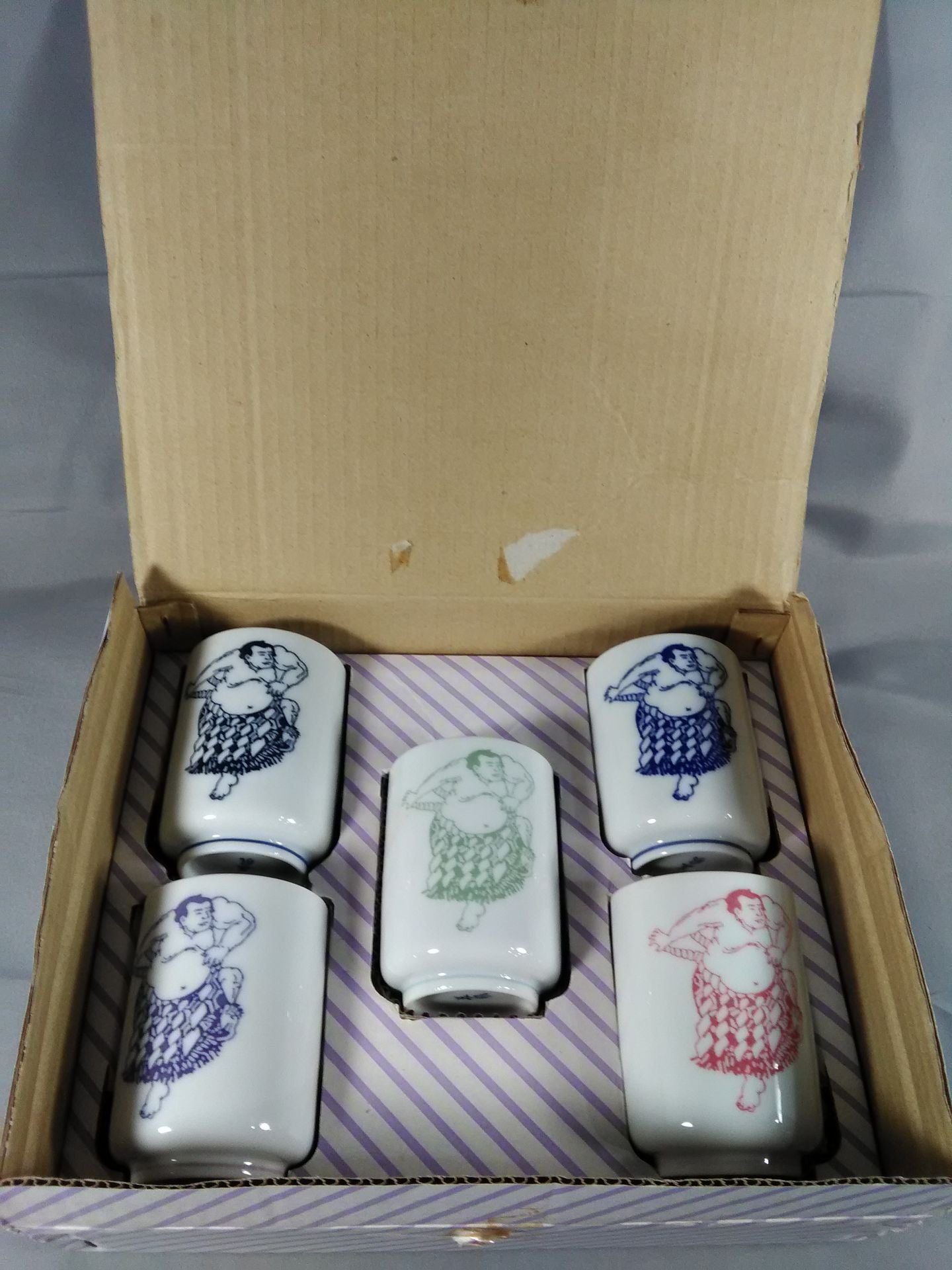 Sumo Teacup 5 Guest Set Chiyo Taikai Asashoryu  Kaiko Tochito Takamimori