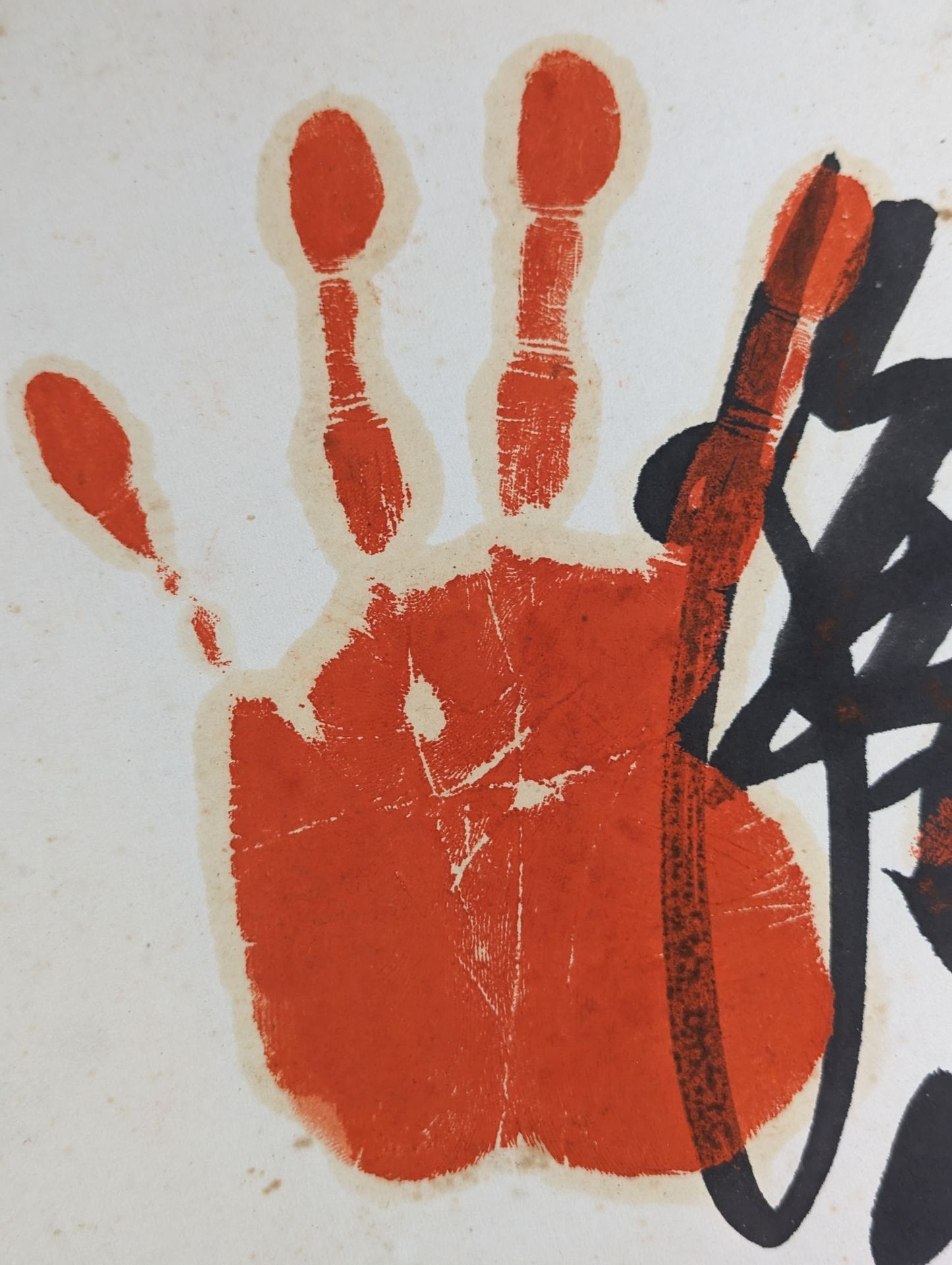 With handprint