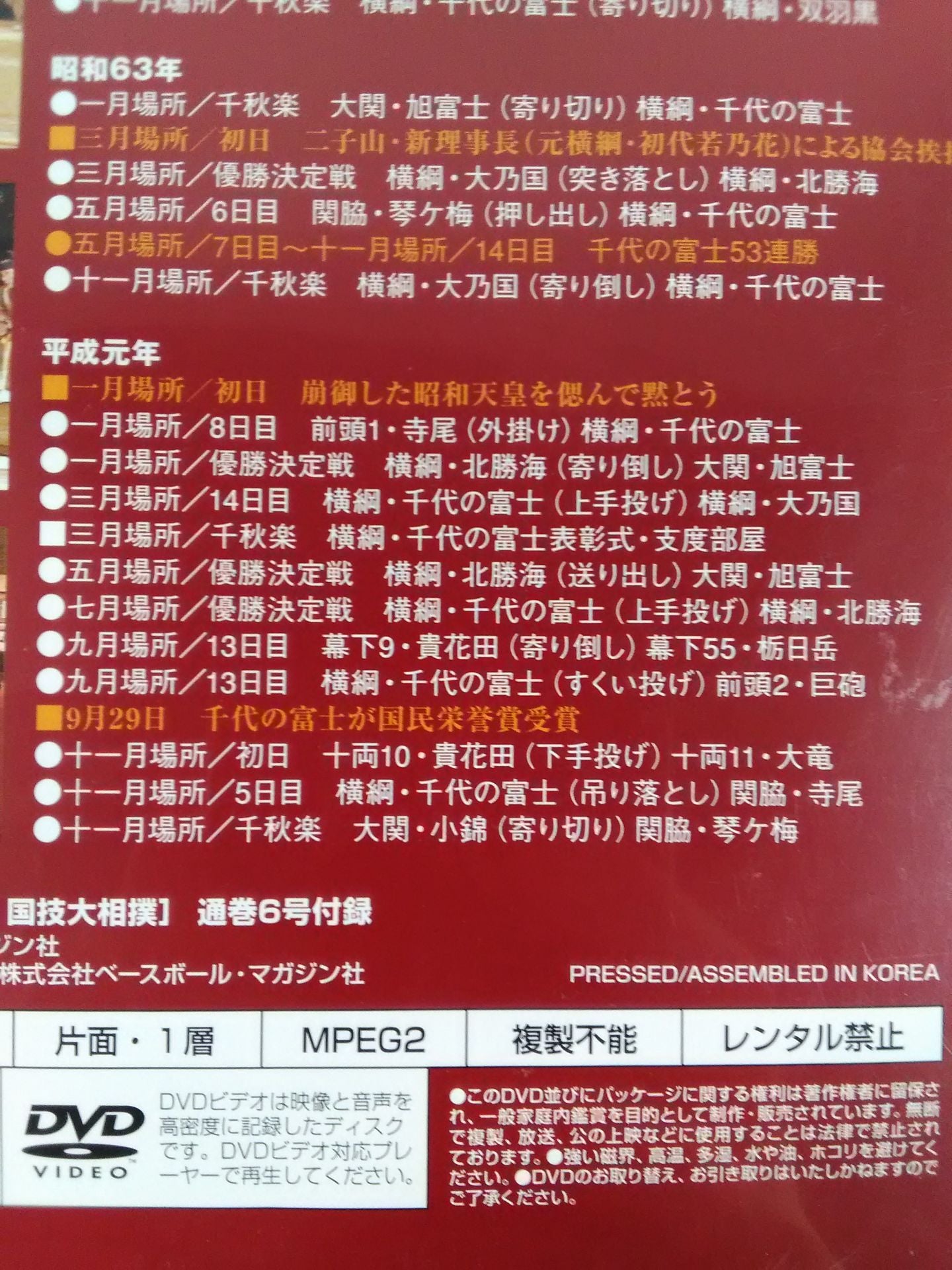 National Sporty Sumo Wrestling Vol.6 Showa 62 ~ Heisei First Year Famous Game Selection