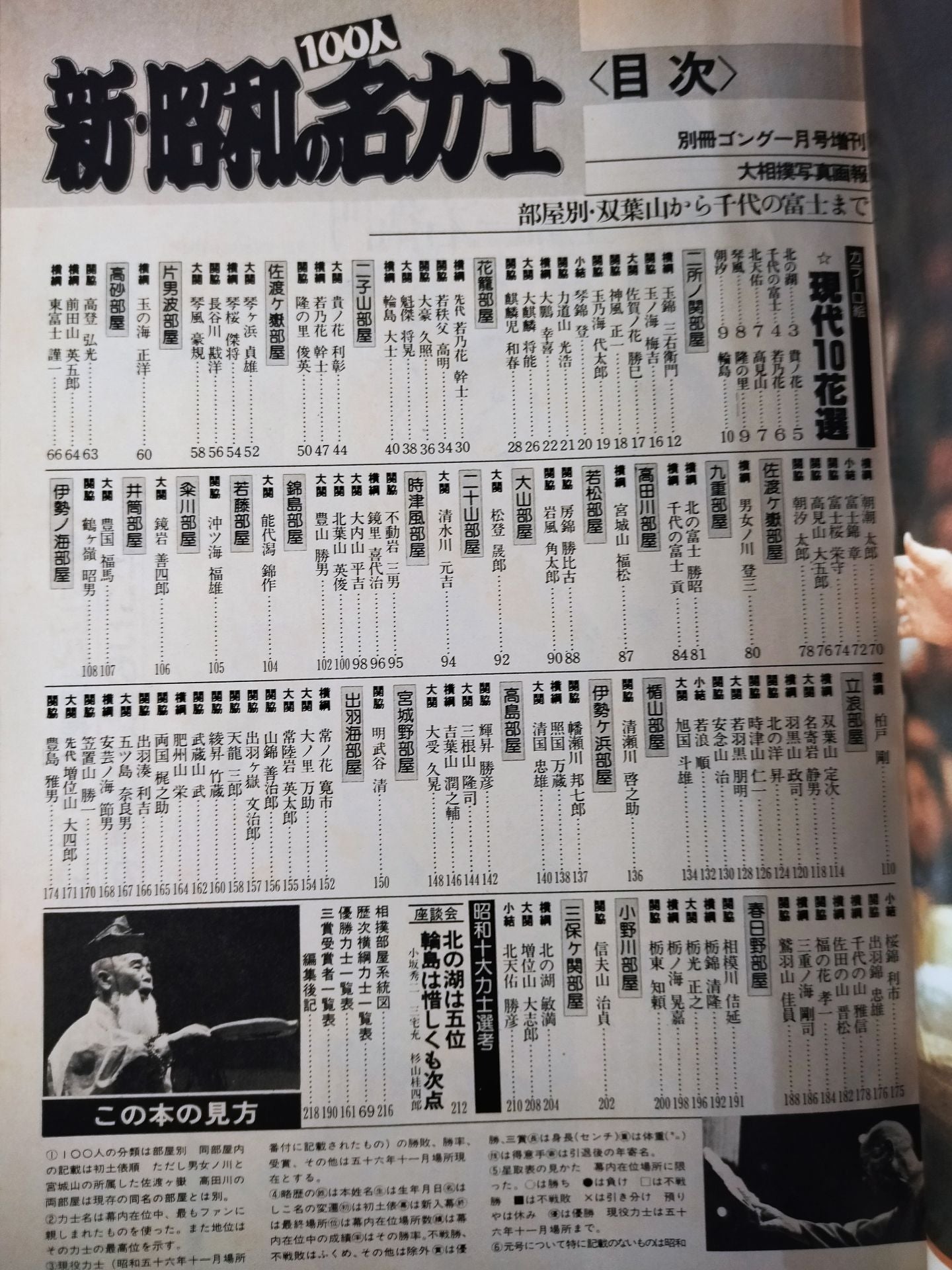 Sumo photo  report 100 famous Sumo wrestlers of the new Showa era