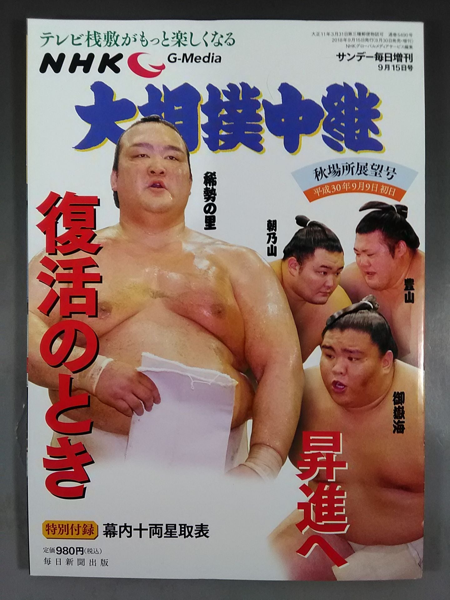 大相撲中継 平成30年秋場所展望号