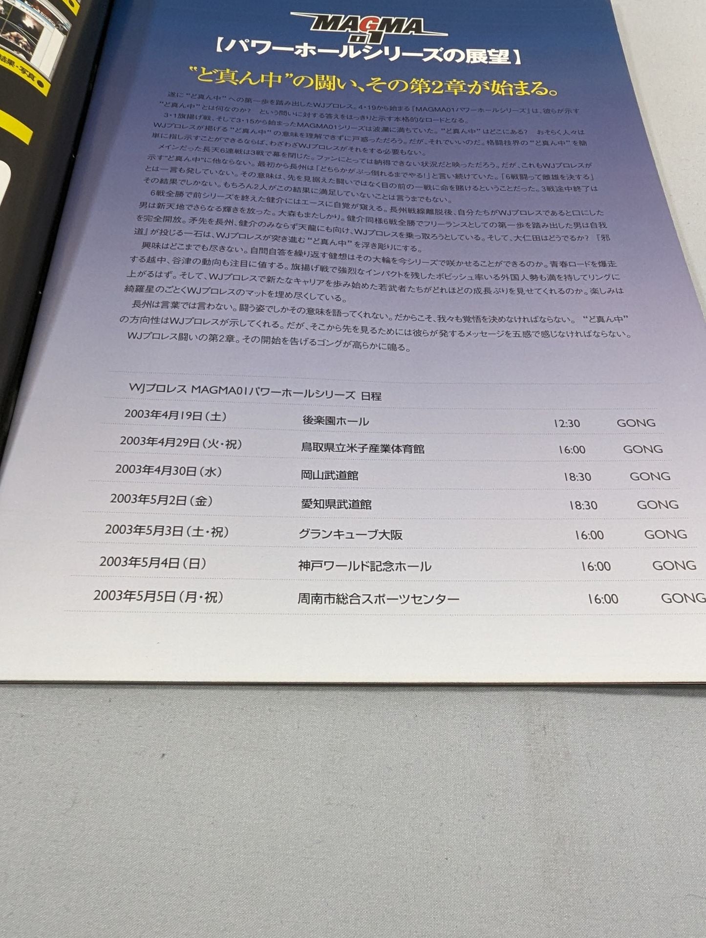 WJ Pro Wrestling  / MAGMA01 Power Hall Series