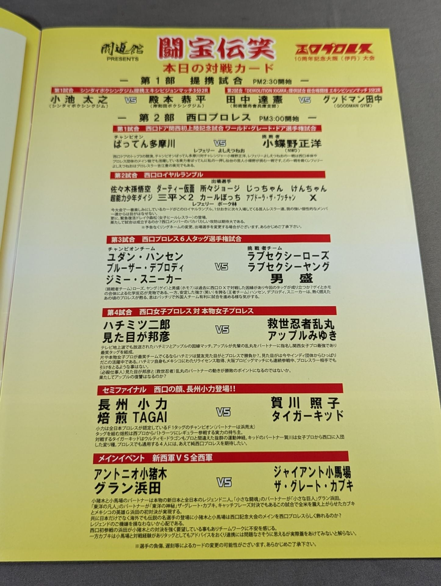 闘宝伝笑10 / 西口プロレス10周年記念大阪(伊丹)大会 – 闘道館