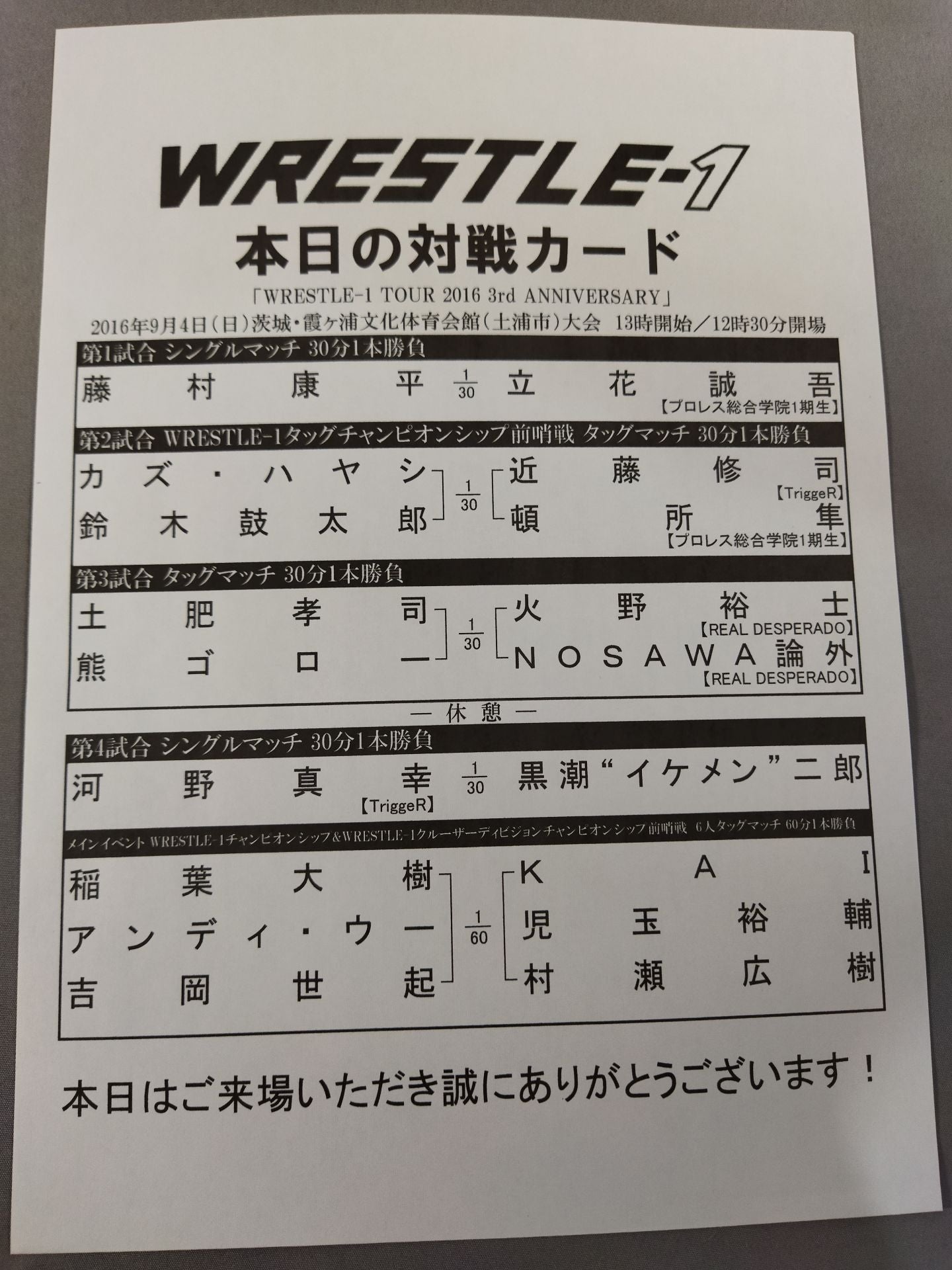 WRESTLE-1 OFFICIAL GUIDE BOOK 2016 NO.4