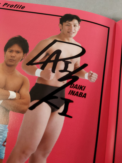 【Daiki Inaba hand signed autograph 】WRESTLE-1 OFFICIAL GUIDE BOOK 2014 No.2