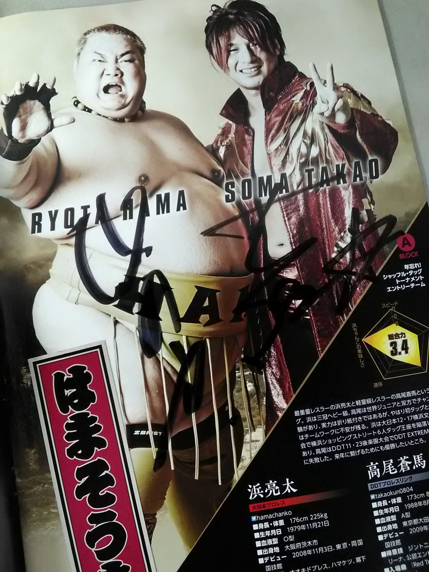 [8 fighters hand signed autograph New Year's Eve Pro Wrestling  2017 Shuffle Tag Tournament