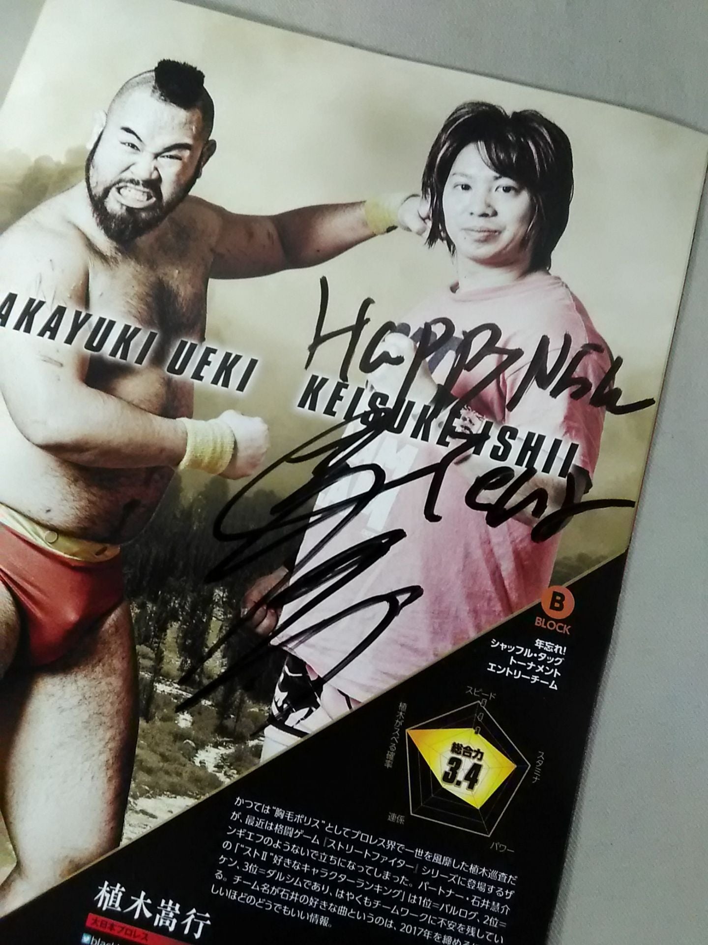 [8 fighters hand signed autograph New Year's Eve Pro Wrestling  2017 Shuffle Tag Tournament