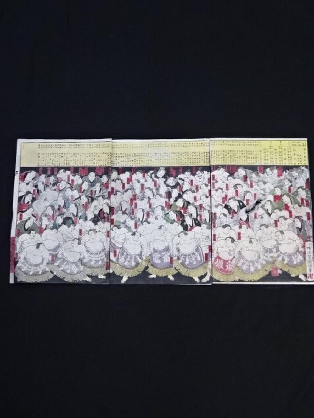 ★ Hachisuka Kunimei Painting ★ Big Japan Grand Sumo Yuriki Sekitori Kagami Sumo Nishiki-e (Set of 3)