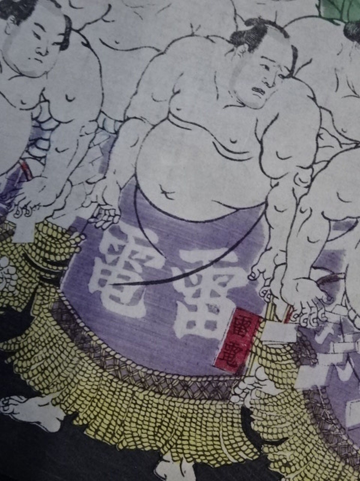★ Hachisuka Kunimei Painting ★ Big Japan Grand Sumo Yuriki Sekitori Kagami Sumo Nishiki-e (Set of 3)