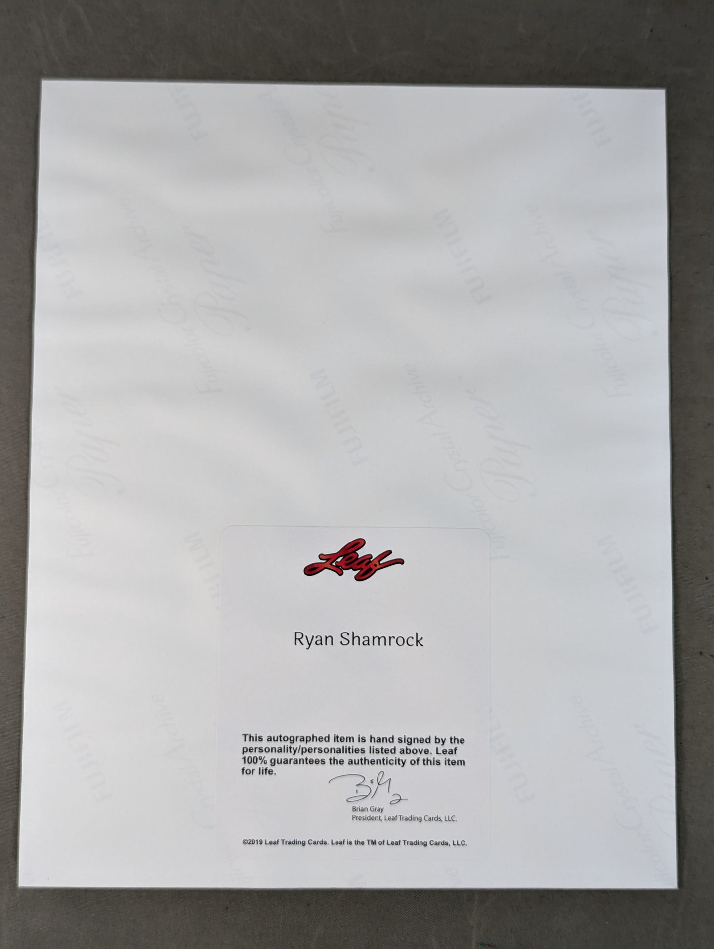 ★2019 LEAF WRESTLING SIGNED PHOTO EDITION★ ライアン・シャムロック 直筆サイン入りポートレート