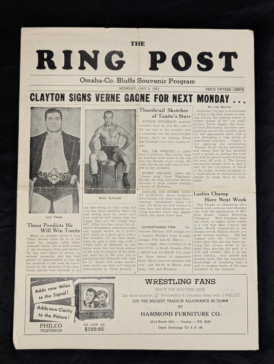 ★ Thesz vs. Schmidt NWA Match ★ THE RING POST (1953.5.4)
