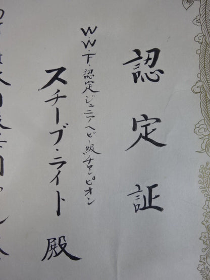 ★ Tiger Mask vs. Steve Wright ★: WWF Junior Heavyweight Championship Fighters Championship Winner Certificate