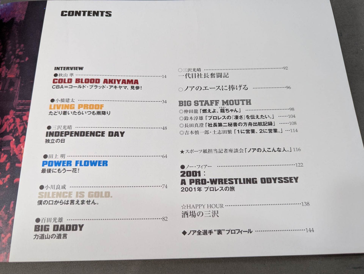 THIS IS NOAH! Pro-wrestling Noah Official "Back" Pamphlet