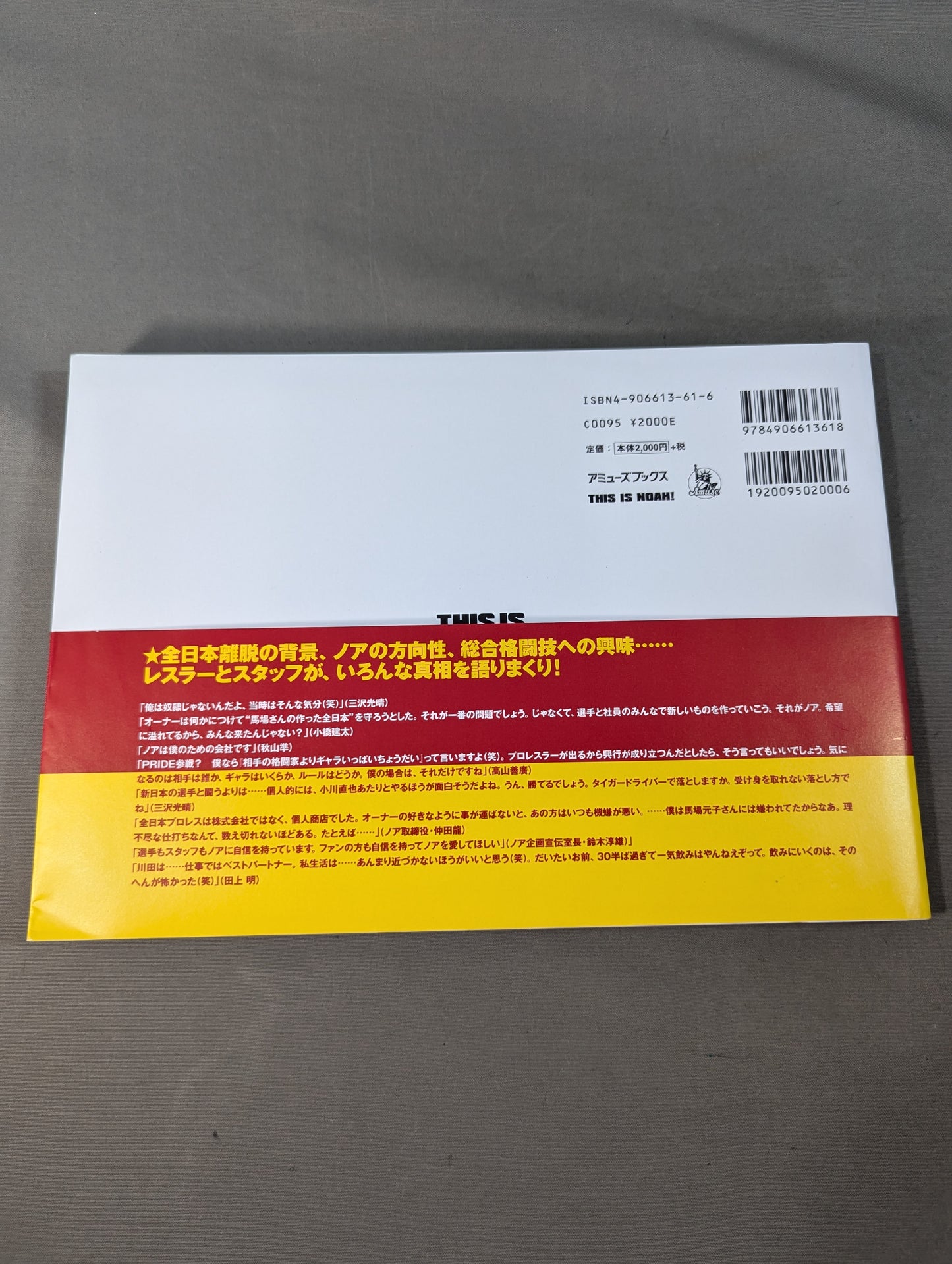 THIS IS NOAH! Pro-wrestling Noah Official "Back" Pamphlet