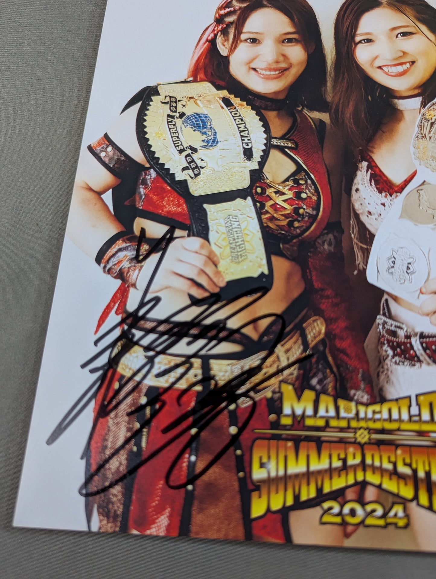 [2 fighters hand signed autograph 】FOTOLIBRE de Mascara Numero.74