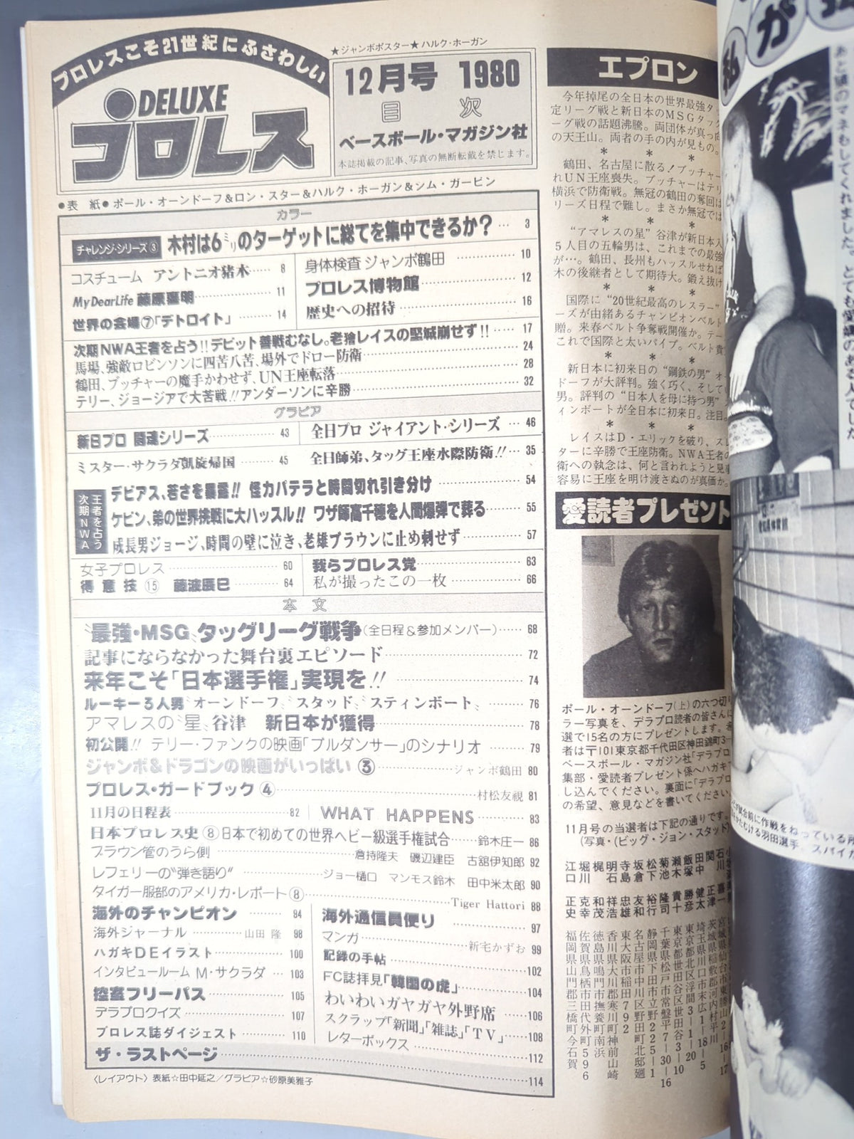 Deluxe Pro Wrestling December 1980 issue