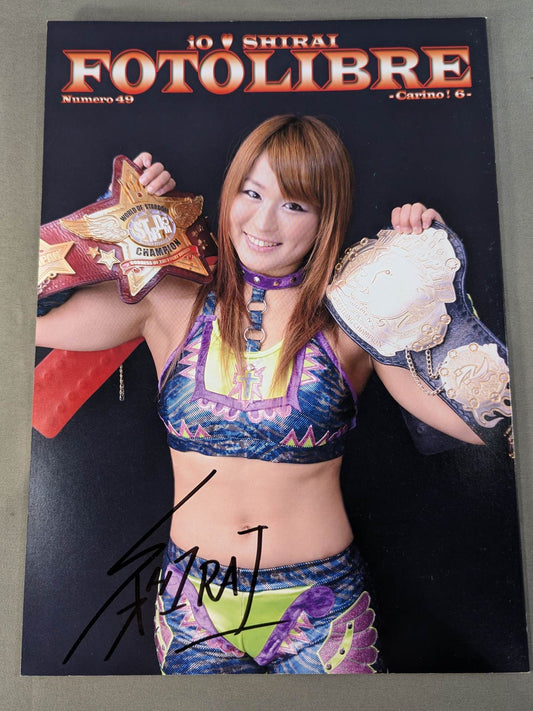 [Io Shirai (Iyo Sky)  hand signed autograph 】FOTOLIBRE de Mascara Numero.49
