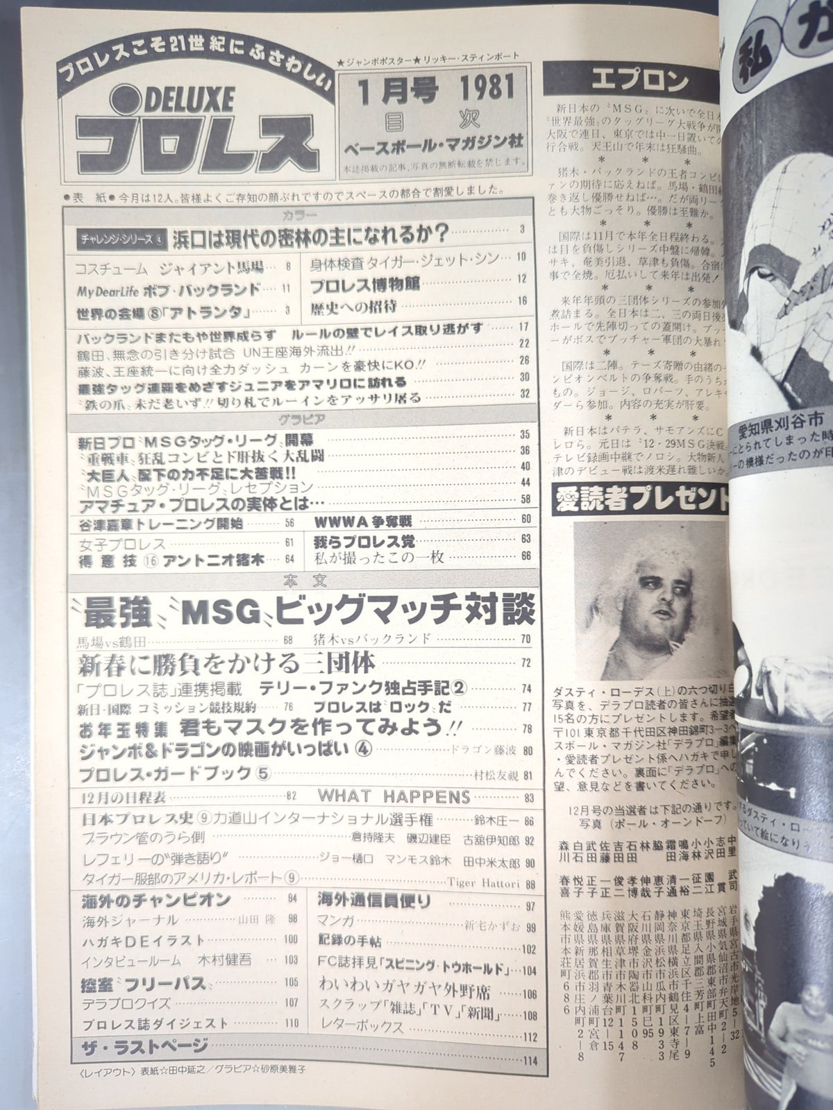 Deluxe Pro Wrestling January 1981
