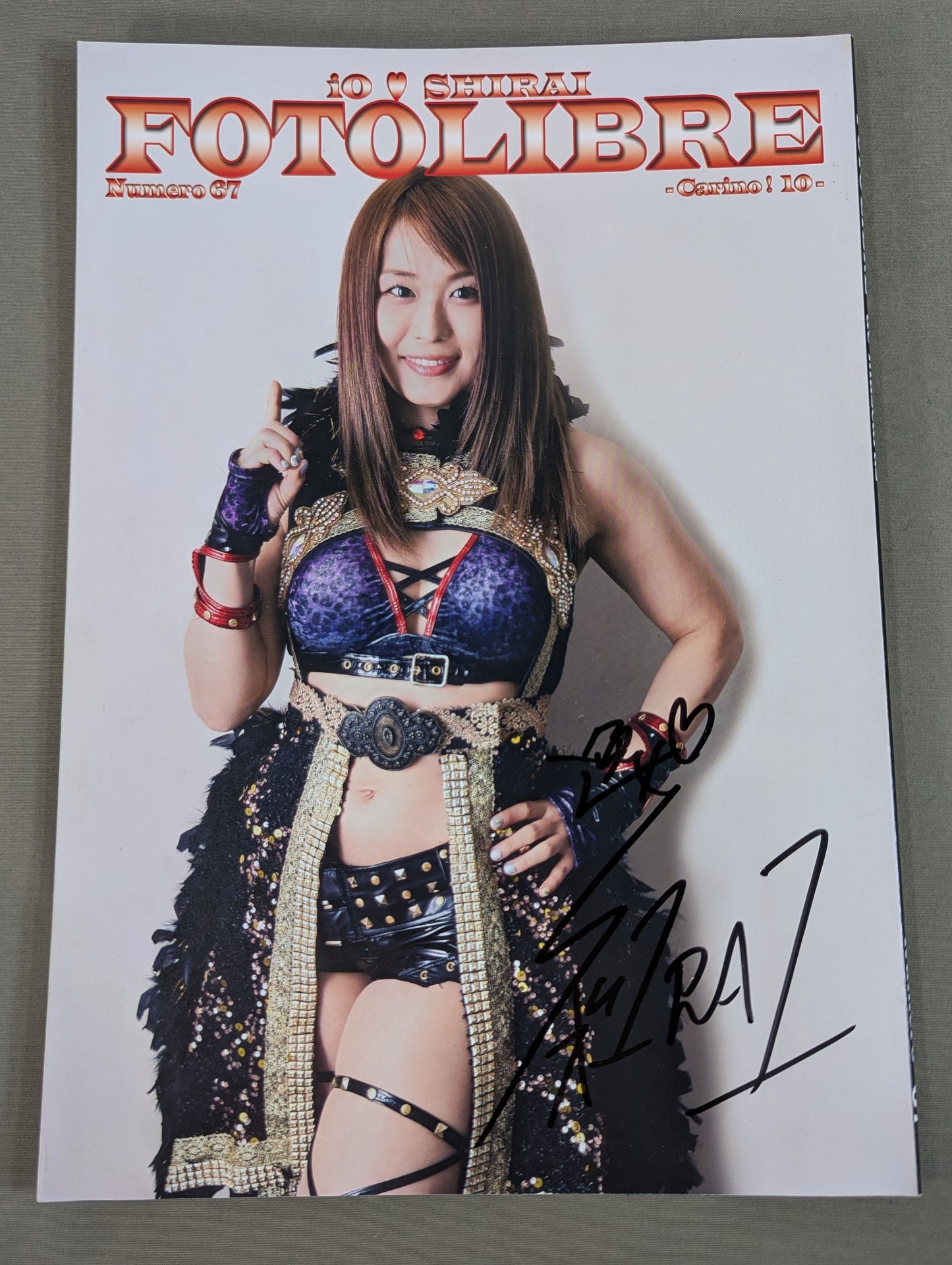 [Io Shirai (Iyo Sky)  hand signed autograph 】FOTOLIBRE de Mascara Numero.67