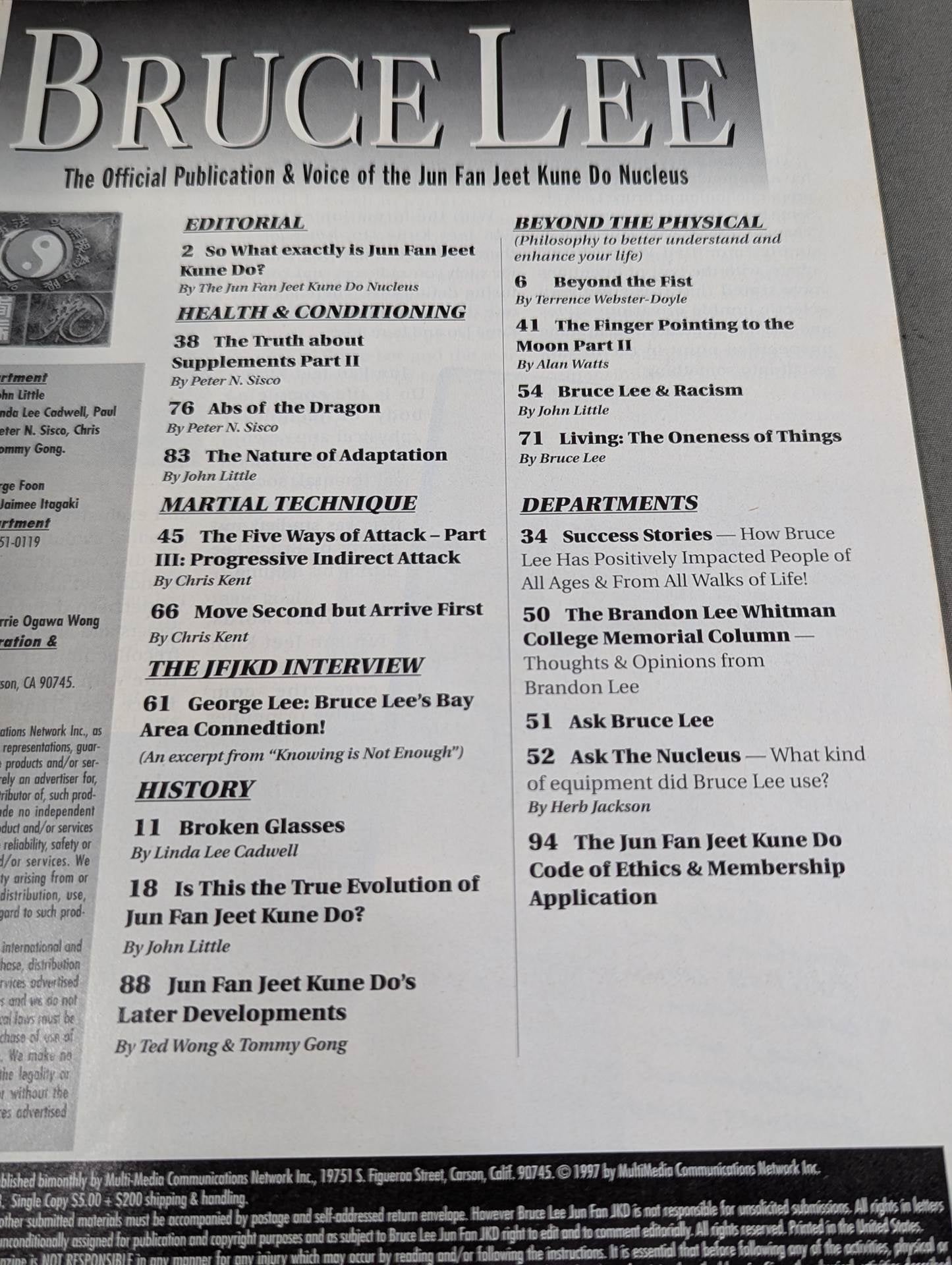 BRUCE LEE The Official Publication & Voice of the JunFan Jeet Kune Do Nucleus / December 1997 issue