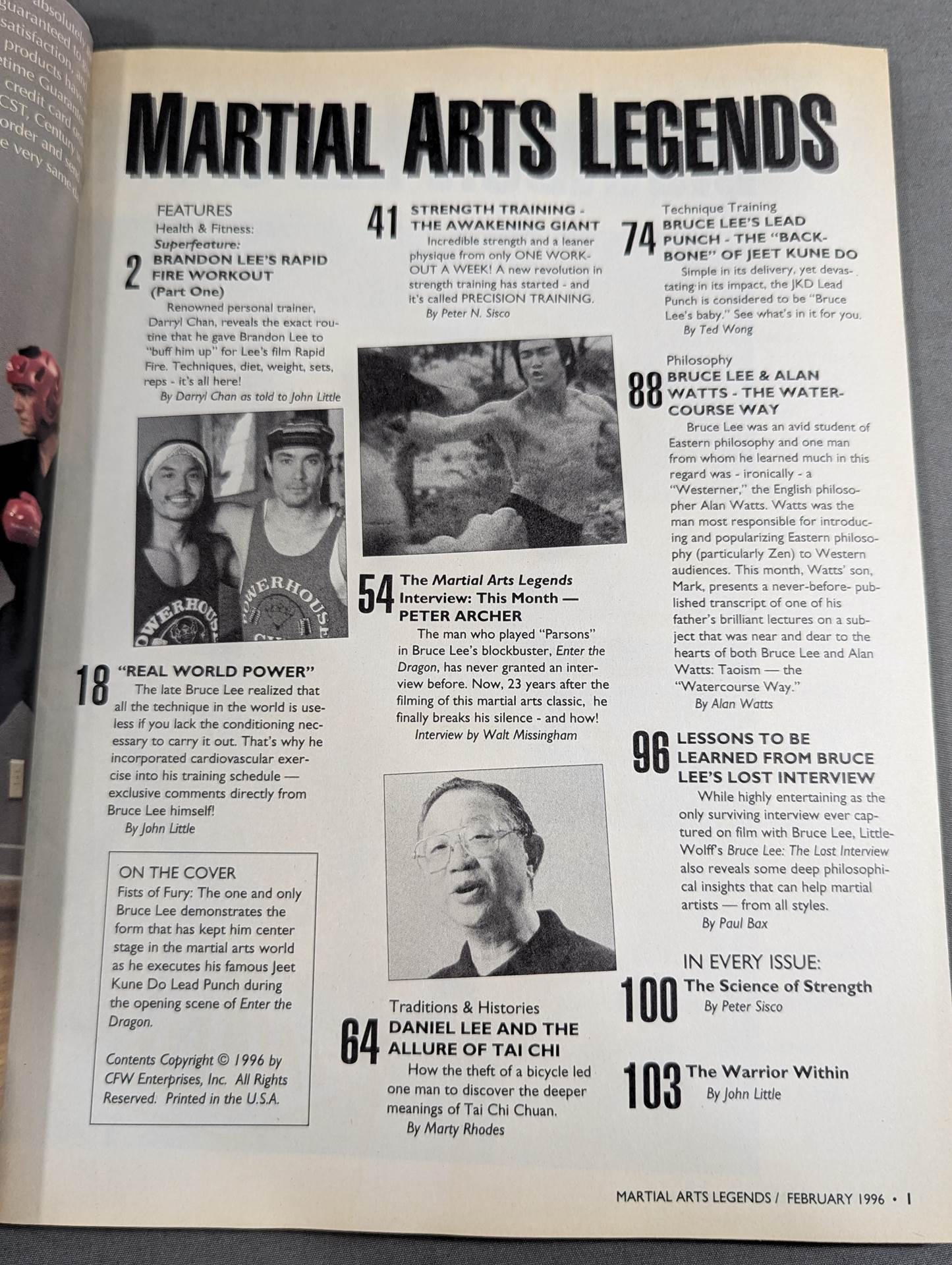MARTIAL ARTS LEGENDS February 1996 issue