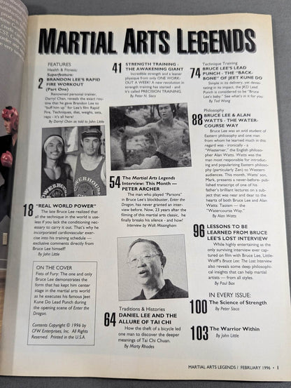 MARTIAL ARTS LEGENDS February 1996 issue