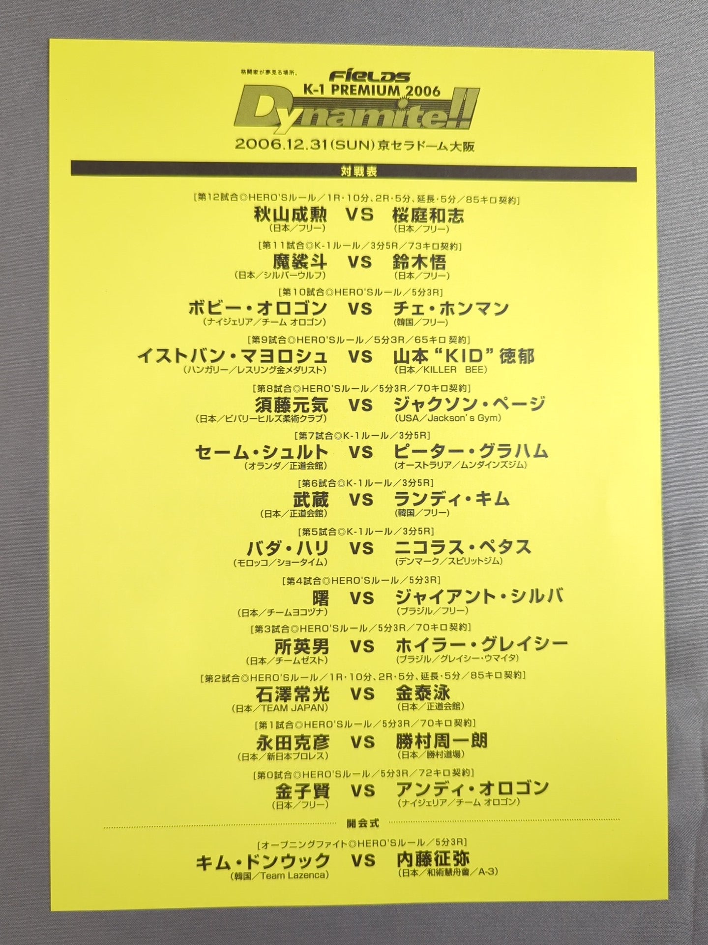 ★ Sakuraba vs Akiyama ★ K-1 PREMIUM 2006 Dynamite!!