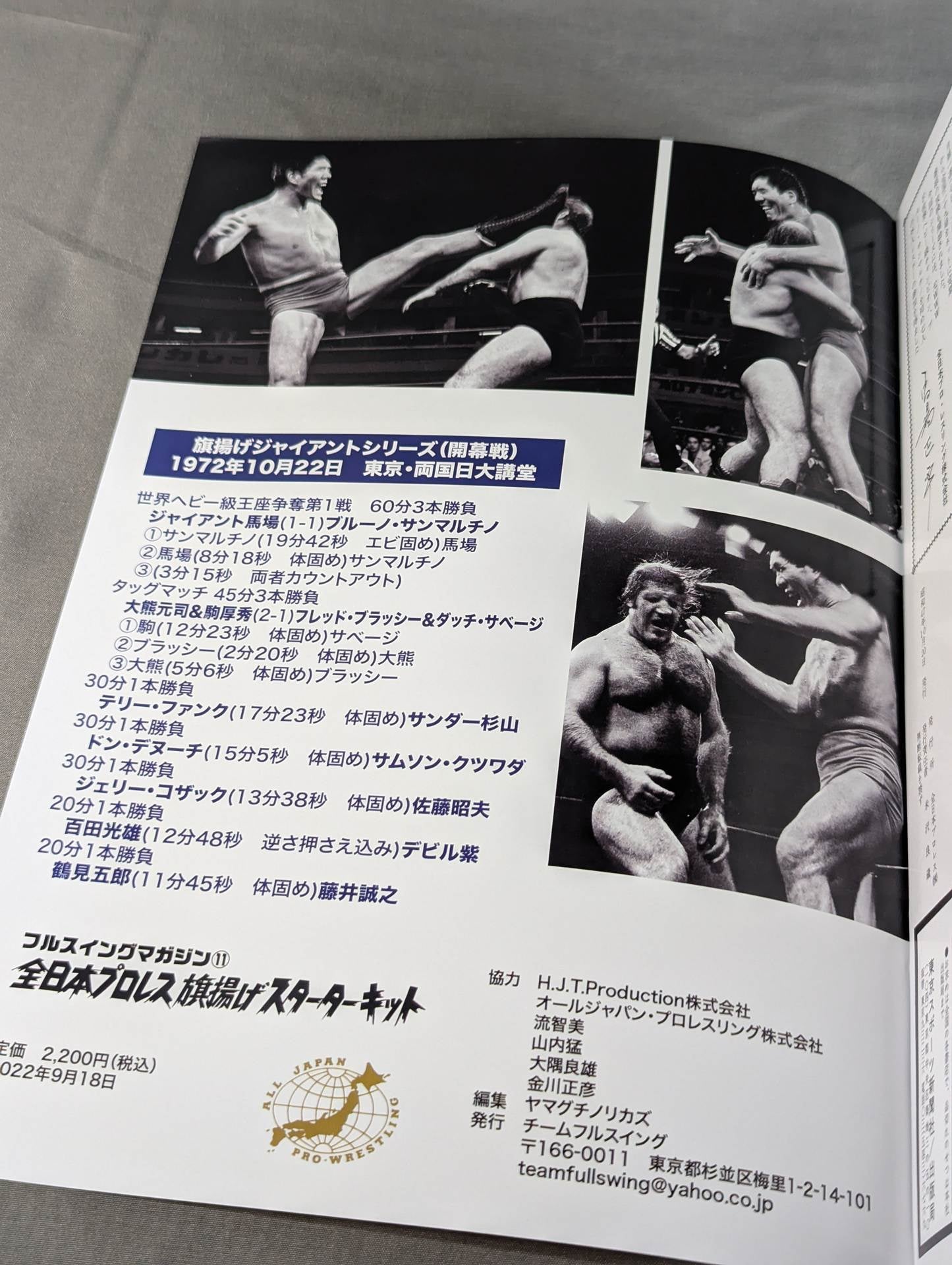 Full Swing Magazine No. 11 All Japan Pro Wrestling Flag Raising Starter Kid