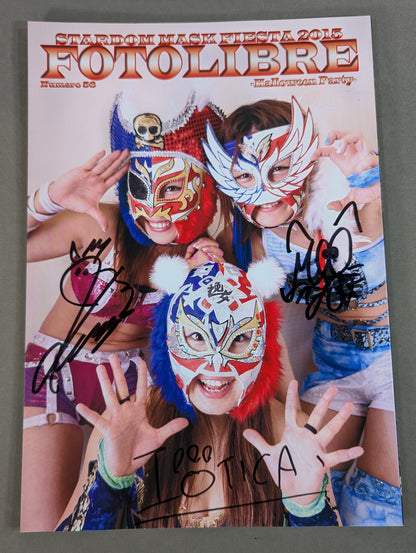[3 fighters hand signed autograph 】FOTOLIBRE de Mascara Numero.56
